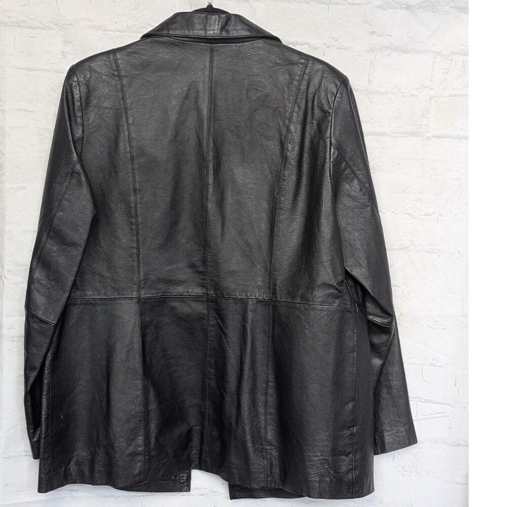 Dialogue Vintage Black 100% Leather Blazer Jacket L - Picture 2 of 5